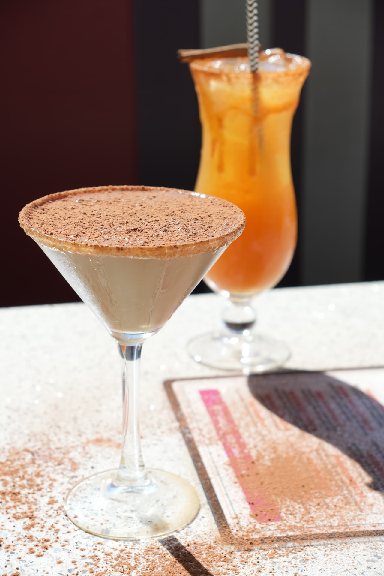 Chocolate martini with a cocoa-dusted rim